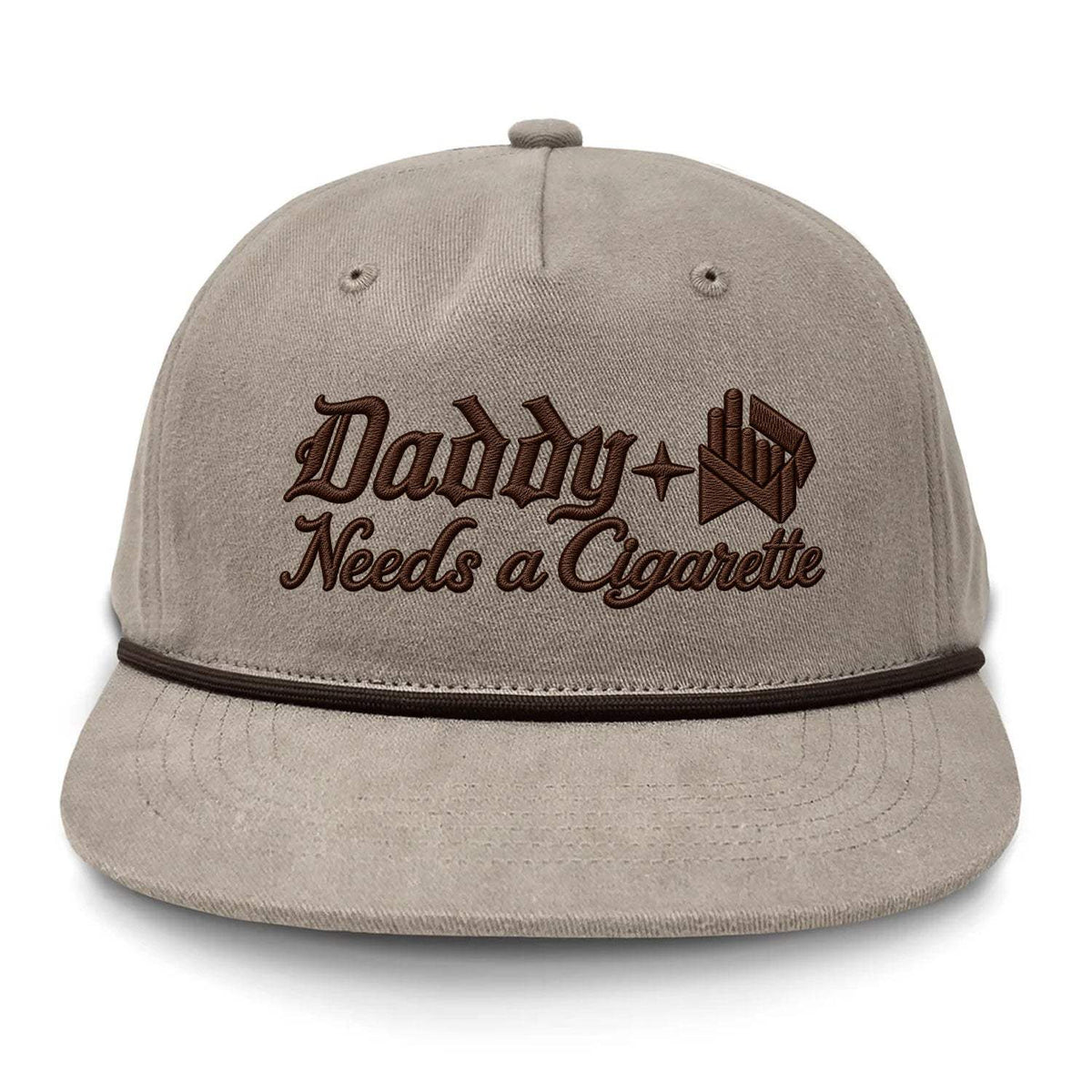 Daddy Needs A Cig Embroidered Flat Bill Hat - Boudin