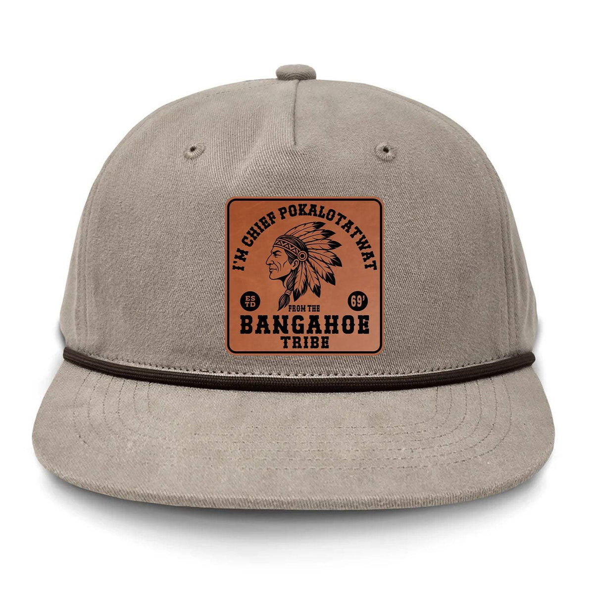 Chief Pokalotatwat Flat Bill Rope Leather Patch Hat - Boudin