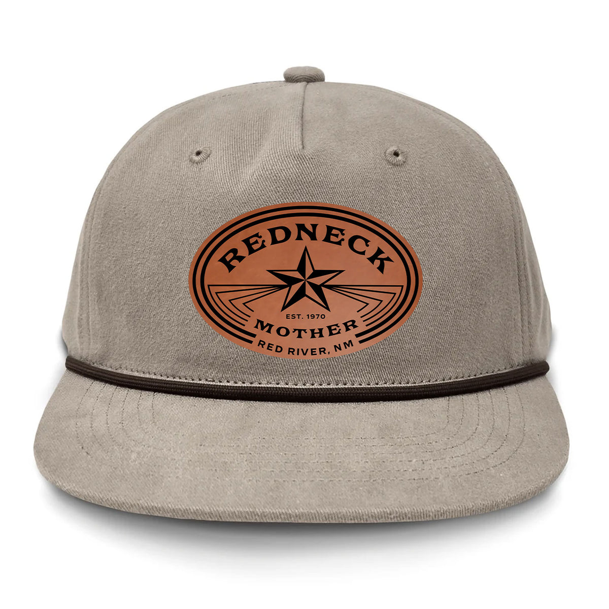Redneck Mother Flat Bill Rope Leather Patch Hat