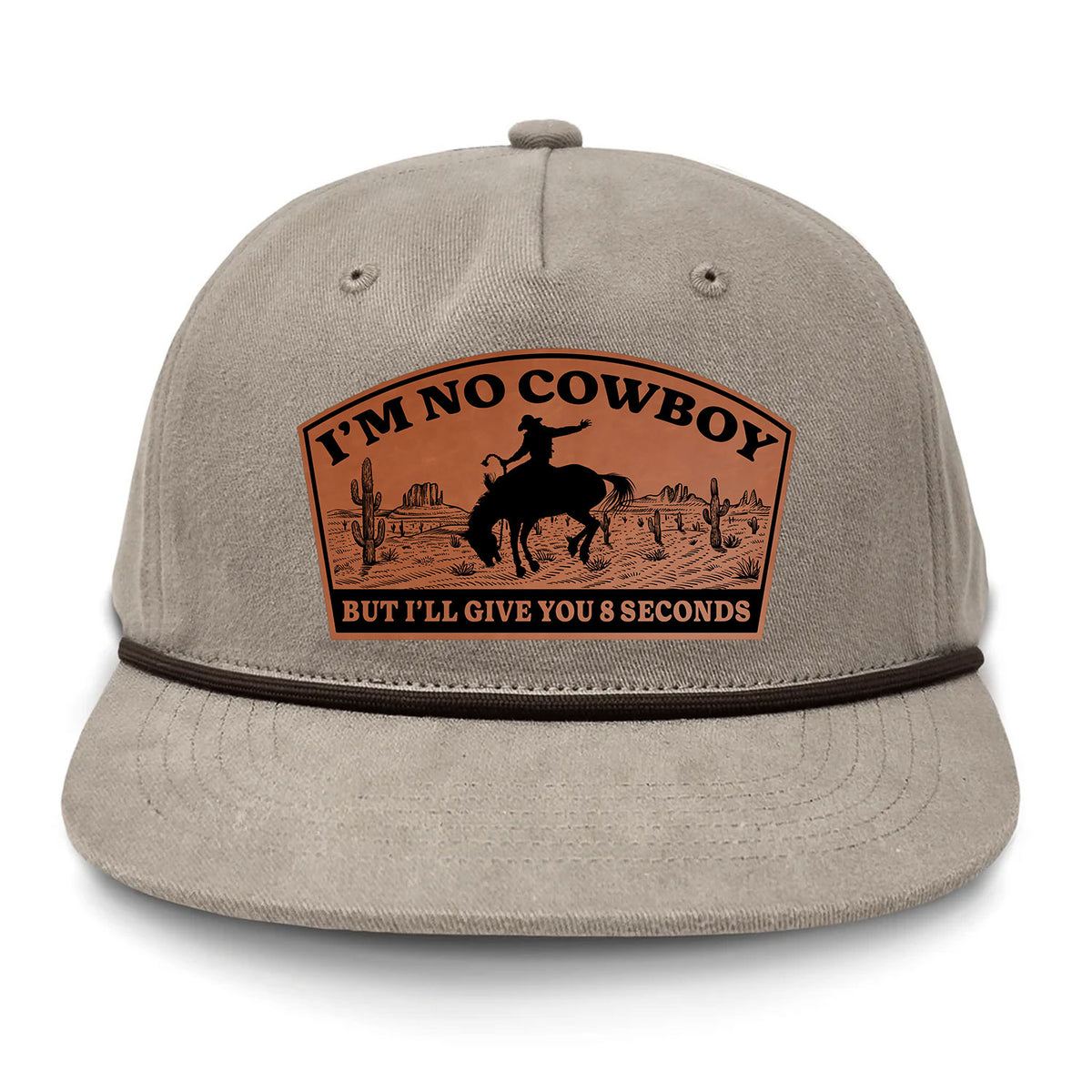 I'm NoCowboy Flat Bill Rope Leather Patch Hat