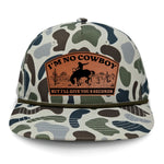 I'm NoCowboy Flat Bill Rope Leather Patch Hat