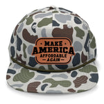 Make America Affordable Again Flat Bill Rope Leather Patch Hat - Brackish