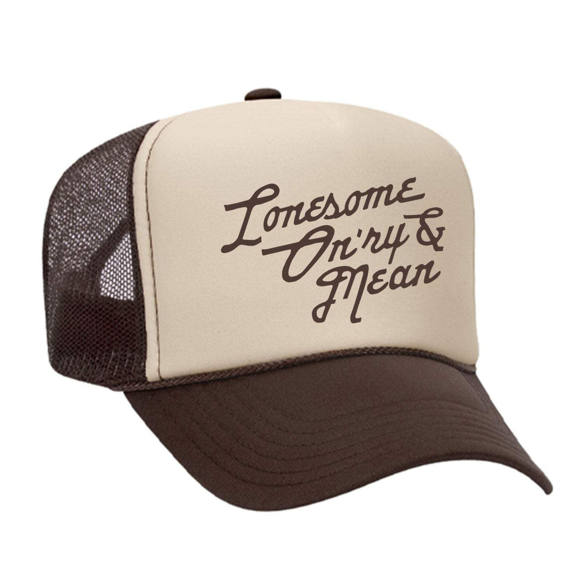 Lonesome, On'ry & Mean Foam Trucker Hat - Brown / Tan