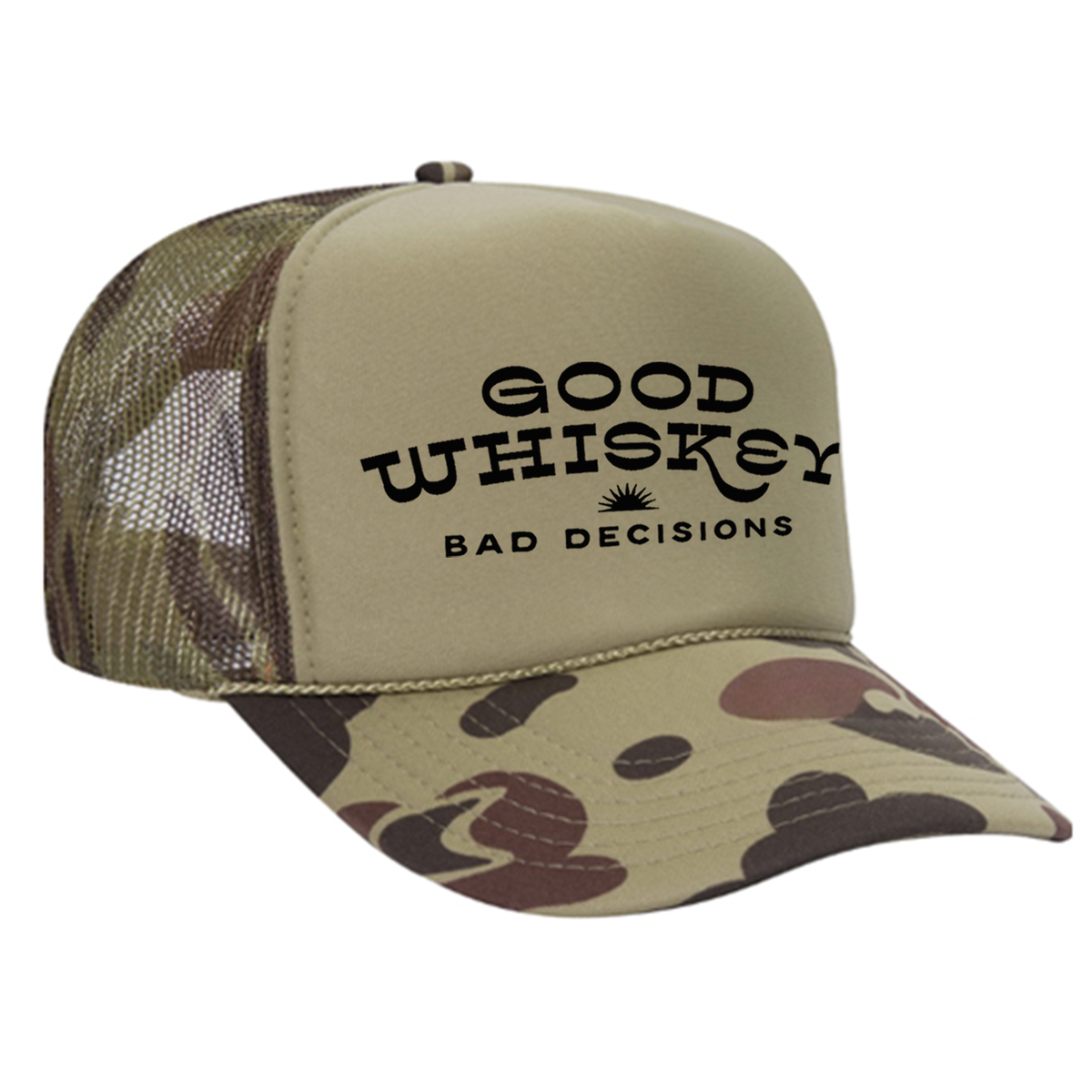 Good Whiskey Bad Decisions Foam Trucker Hat