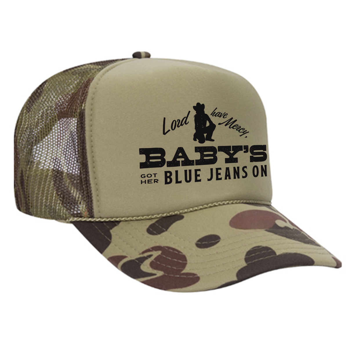 Baby's Got Her Blue Jeans On Foam Trucker Hat