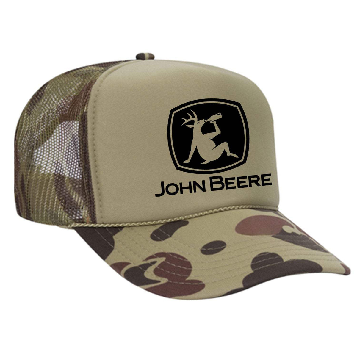 John Beere Foam Trucker Hat - Camo / Light Green