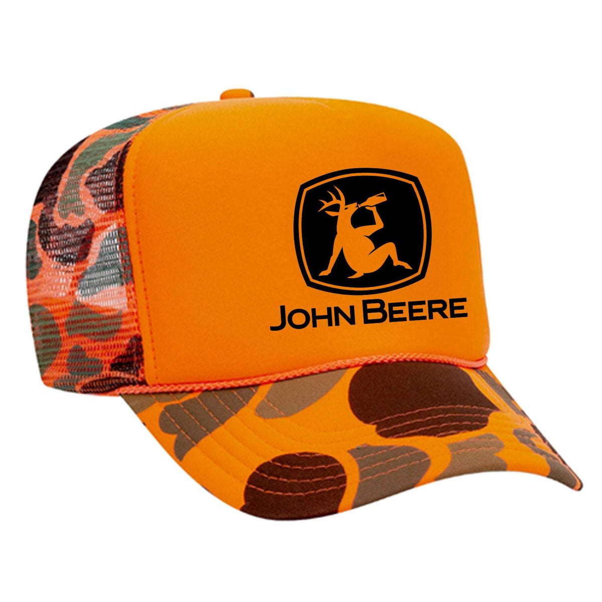 John Beere Foam Trucker Hat - Camo / Orange