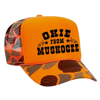 Okie From Muskogee Foam Trucker Hat - Camo / Orange