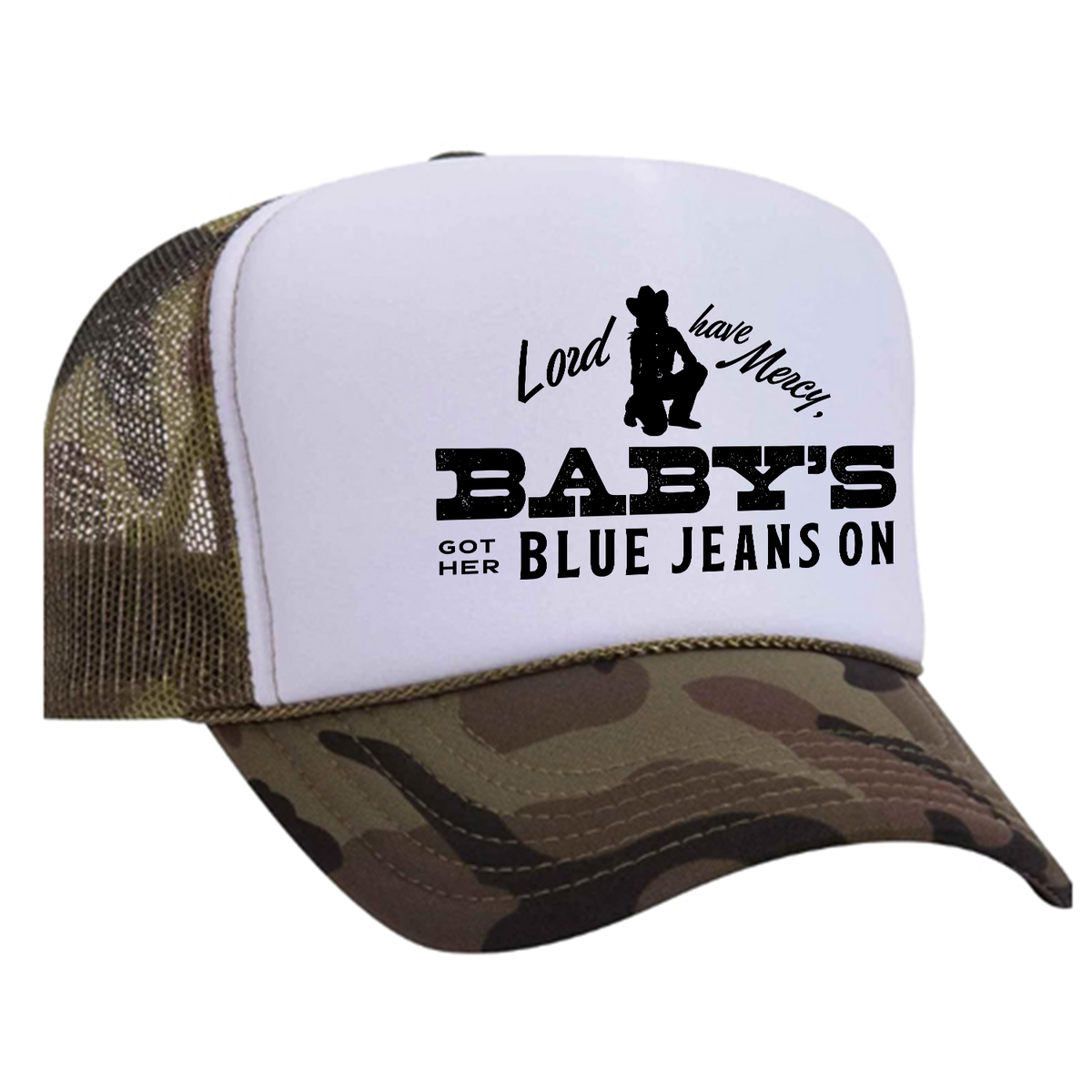 Baby's Got Her Blue Jeans On Foam Trucker Hat