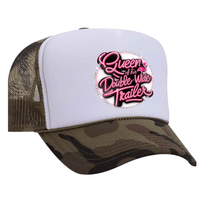 Queen Of His Double Wide Foam Trucker Hat - Camo / White