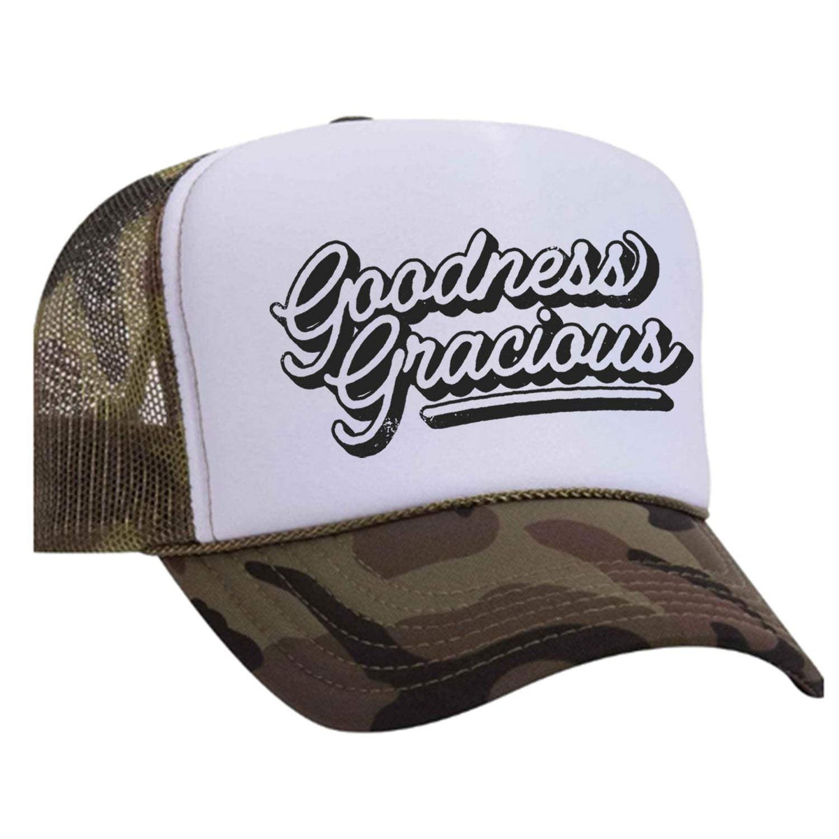 Goodness Gracious Foam Trucker Hat - Camo / White