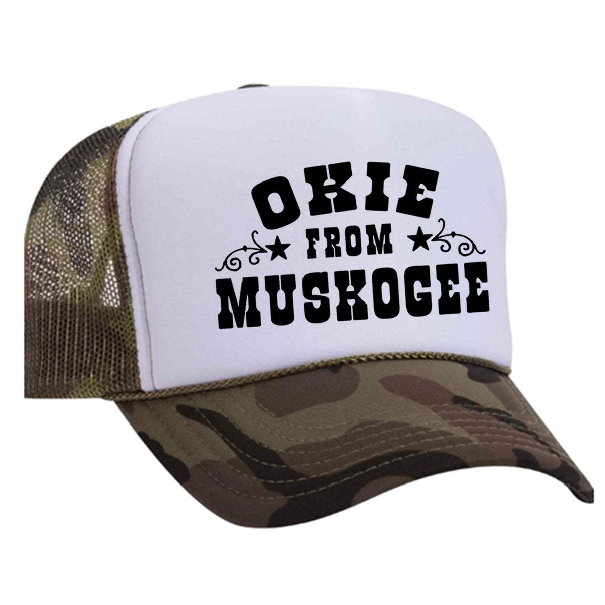 Okie From Muskogee Foam Trucker Hat - Camo / White
