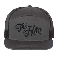 The Hag 7 Panel Embroidered Hat - Charcoal / Black