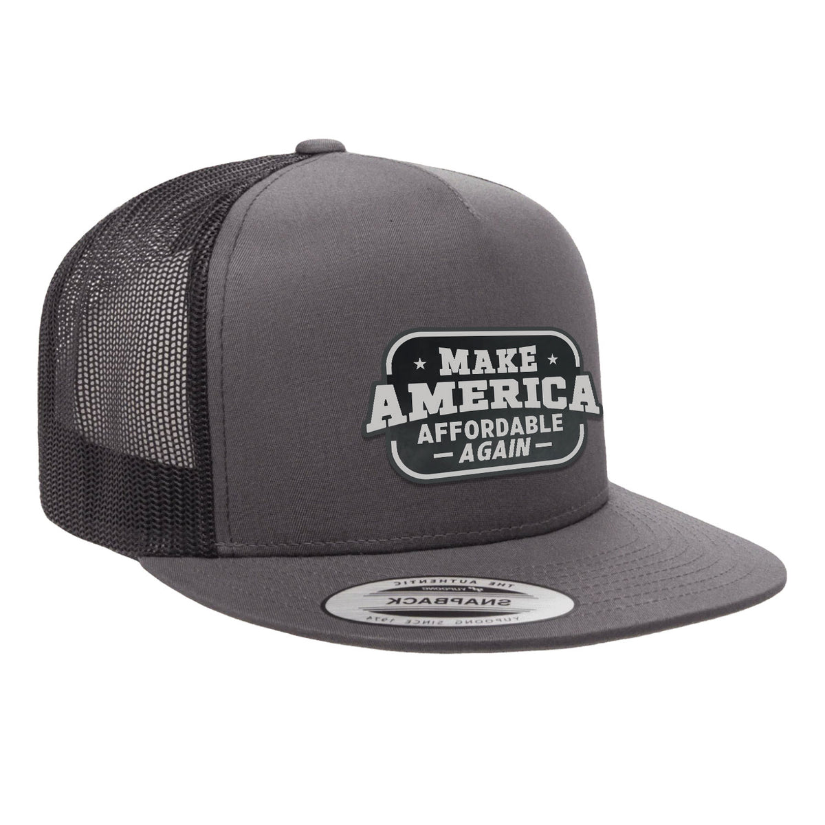 Make America Affordable Again Flat Bill Hat - Charcoal / Black