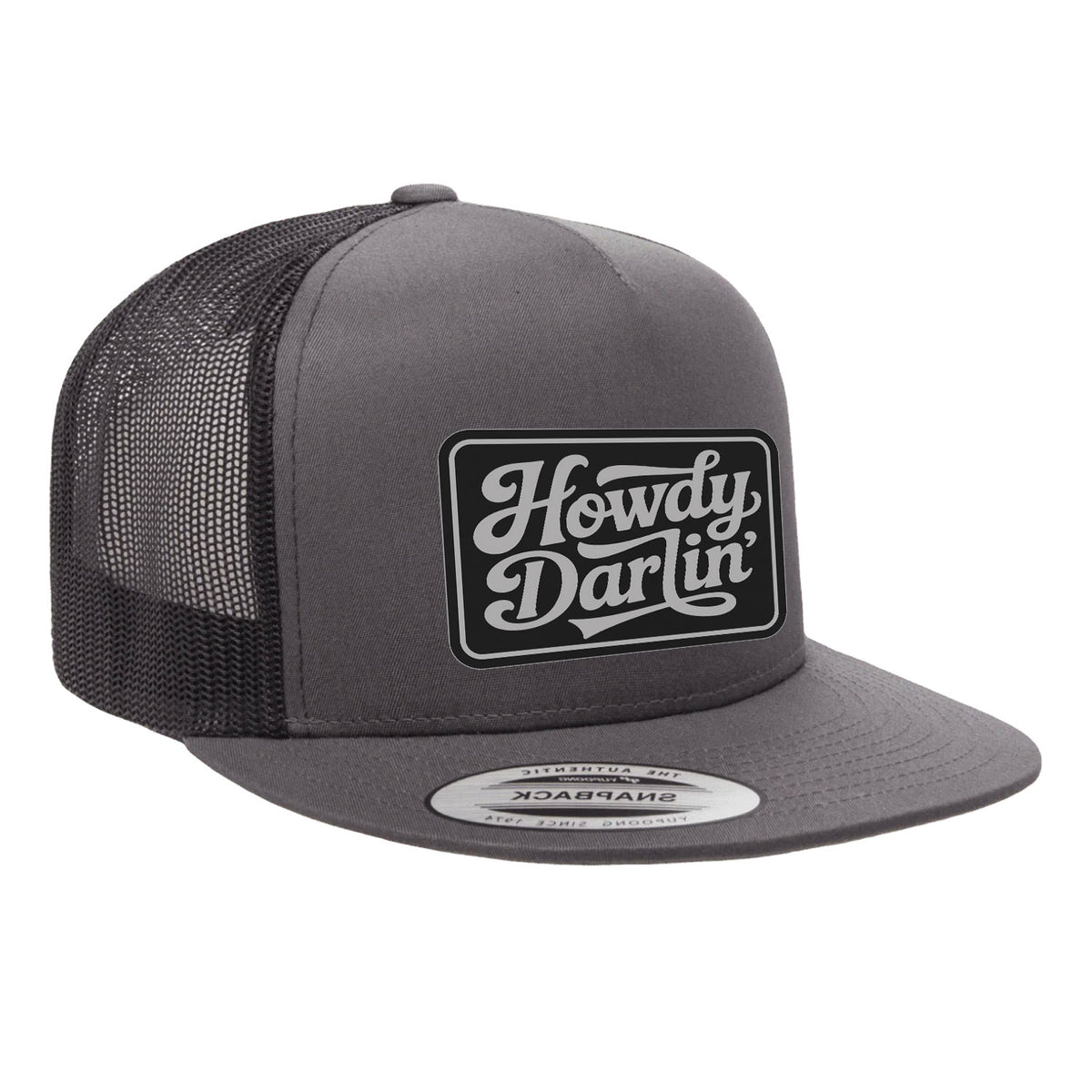 Howdy Darlin Flat Bill Leather Patch Hat