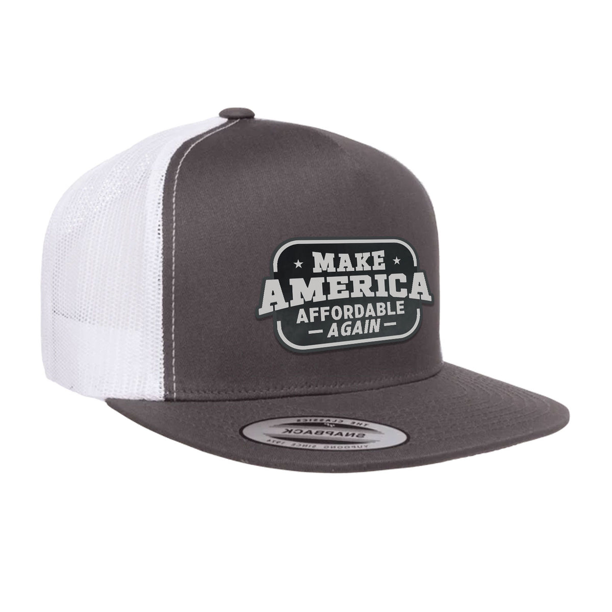 Make America Affordable Again Flat Bill Hat - Charcoal / White