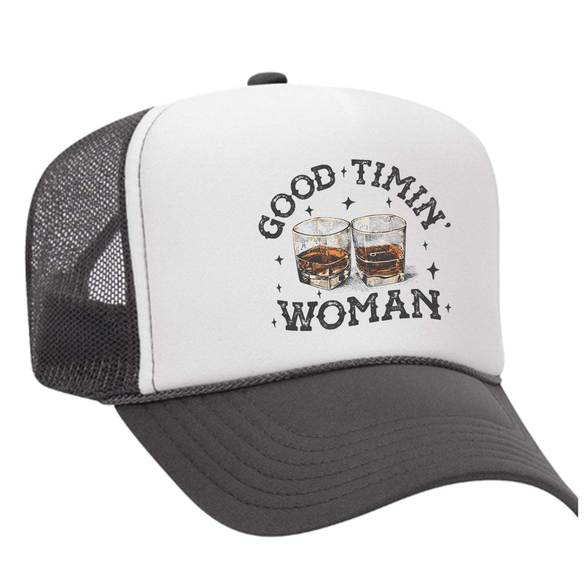 Good Timin' Woman Foam Trucker Hat - Charcoal / White