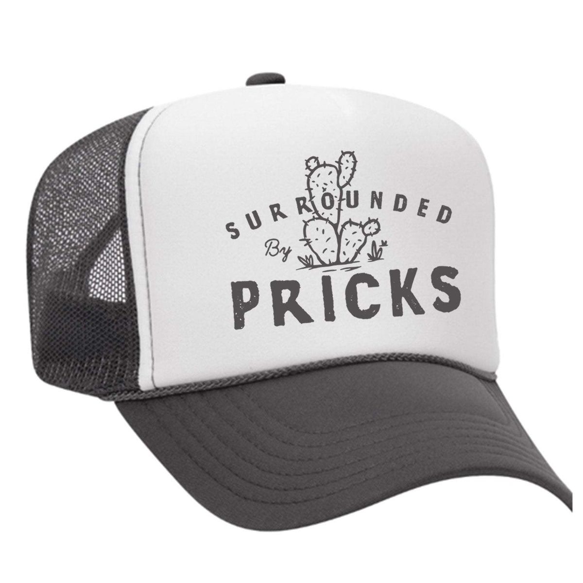 Surrounded By Pricks Foam Trucker Hat - Charcoal / White