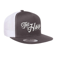 The Hag Embroidered Flat Bill Hat - Charcoal / White