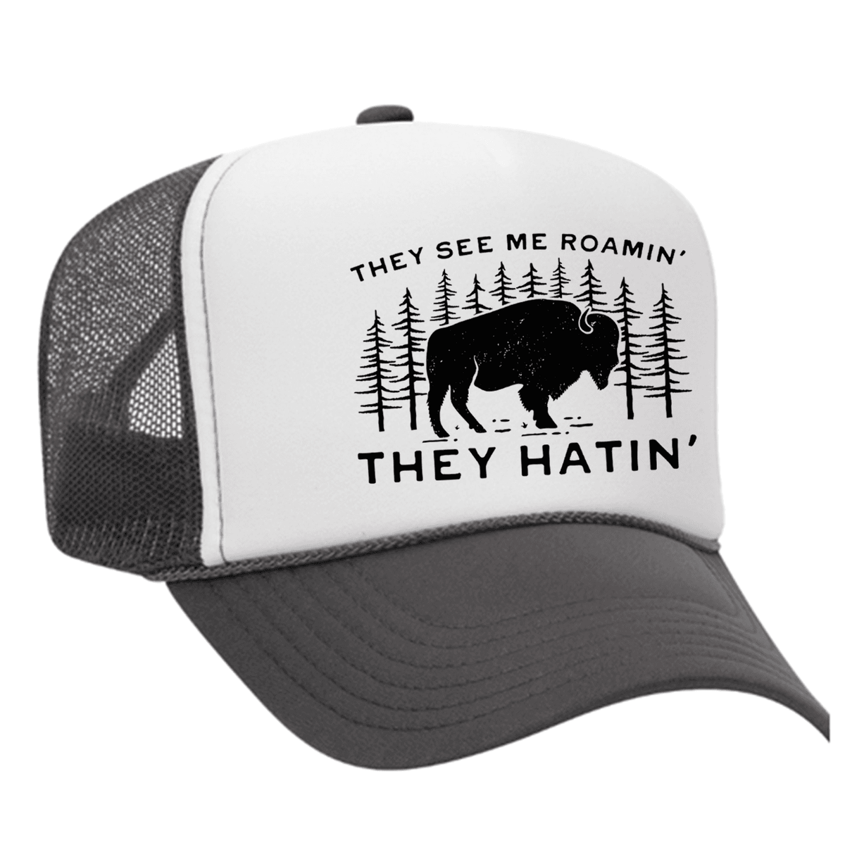 They See Me Roamin' Foam Trucker Hat - Charcoal / White