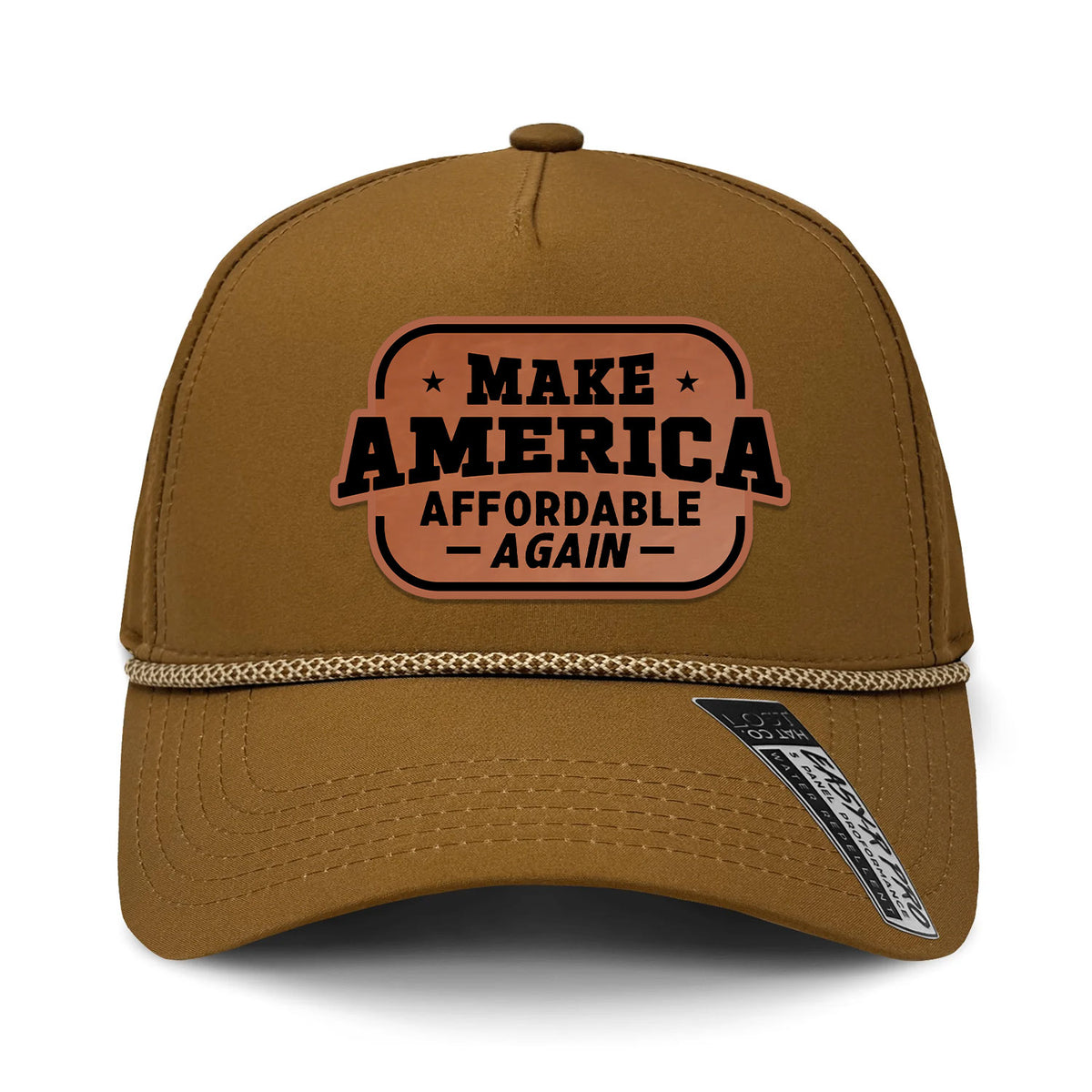 Make America Affordable Again Performance Leather Patch Hat - Coyote