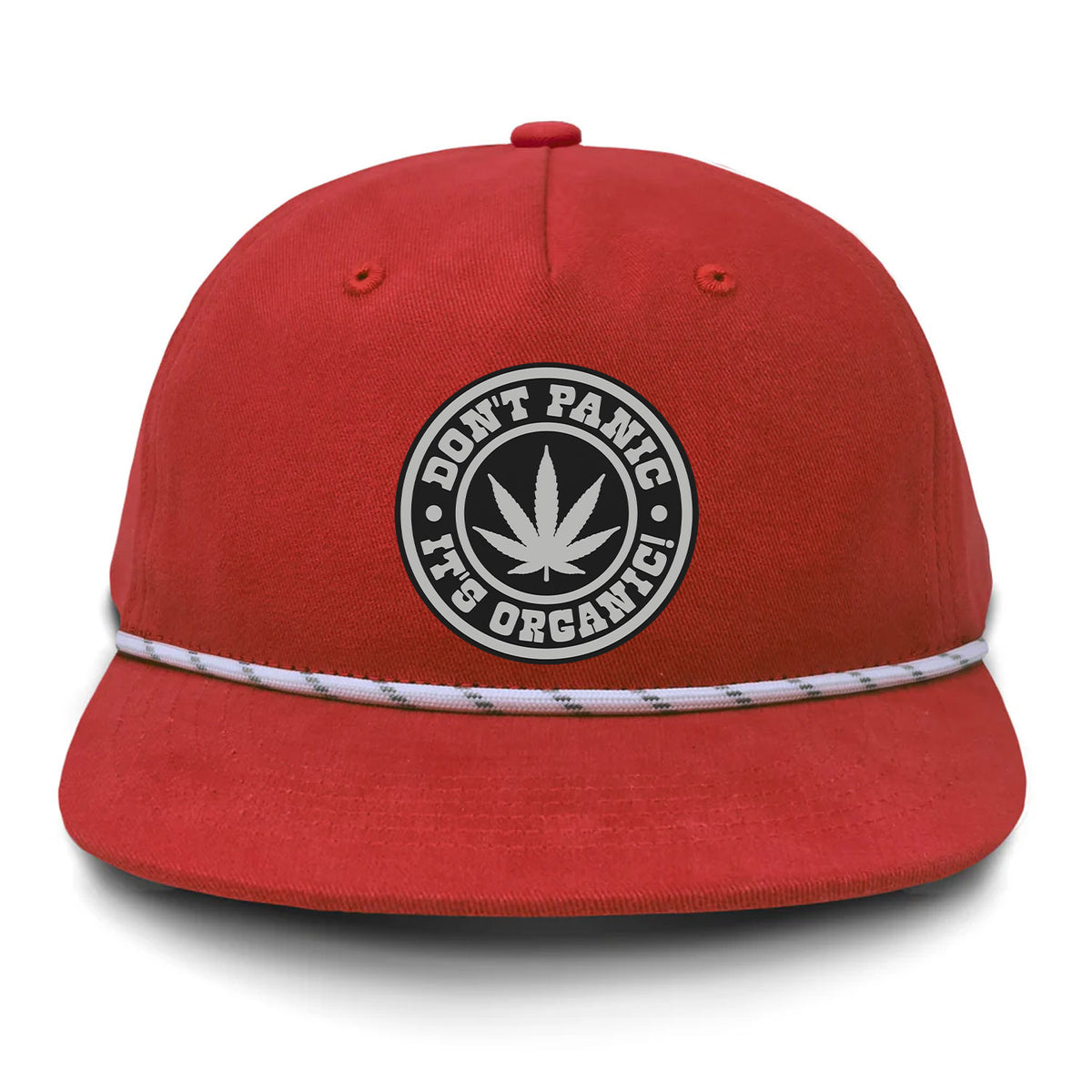 Don't Panic It's Organic Flat Bill Rope Leather Patch Hat