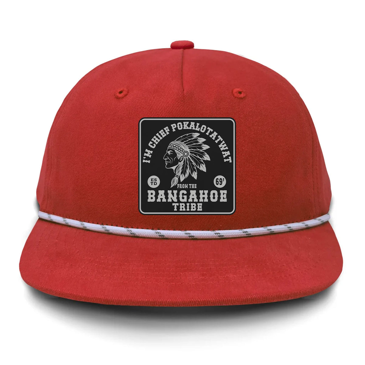 Chief Pokalotatwat Flat Bill Rope Leather Patch Hat