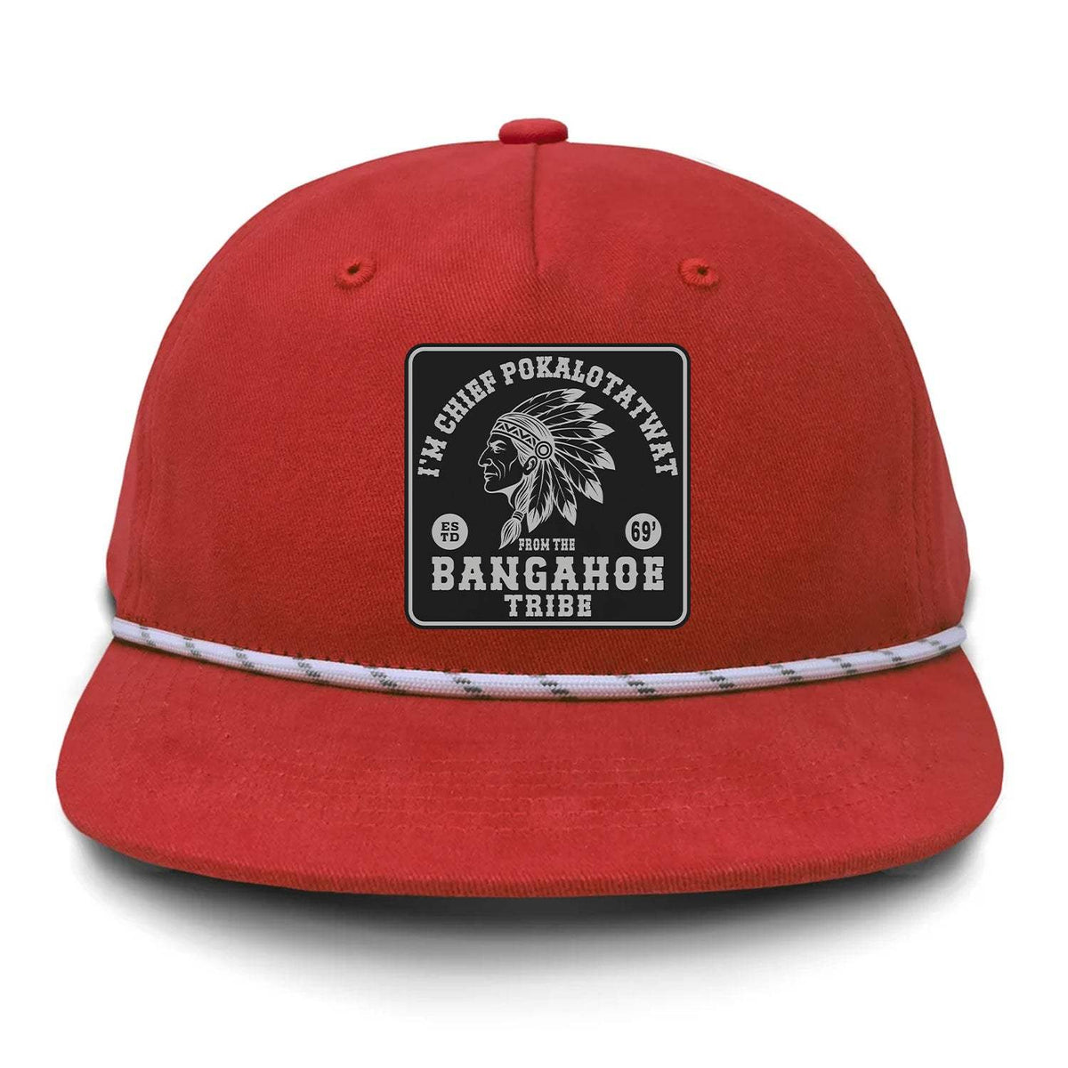 Chief Pokalotatwat Flat Bill Rope Leather Patch Hat - Crawfish