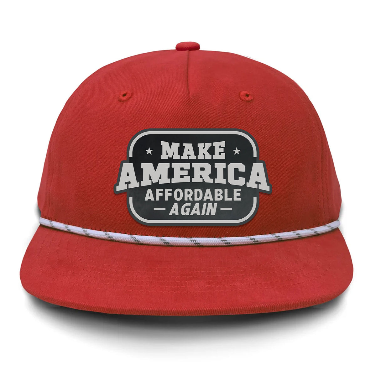 Make America Affordable Again Flat Bill Rope Leather Patch Hat - Crawfish