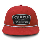 Over Par And Under The Influence Flat Bill Rope Leather Patch Hat