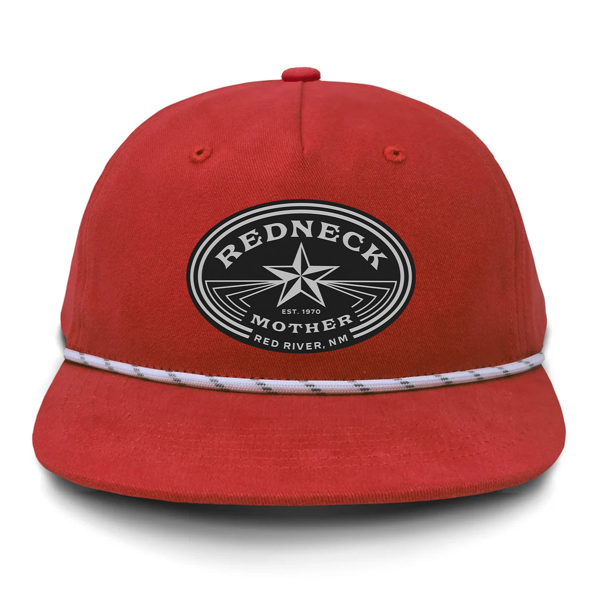 Redneck Mother Flat Bill Rope Leather Patch Hat