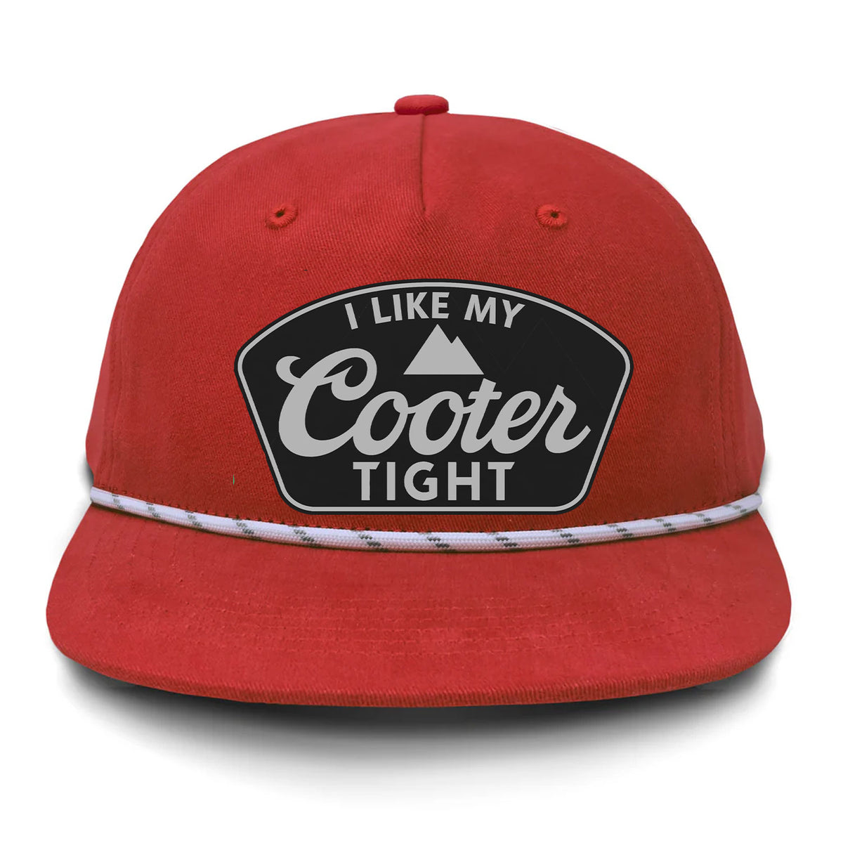 I Like My Cooter Tight Flat Bill Rope Leather Patch Hat