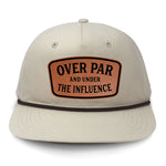 Over Par And Under The Influence Flat Bill Rope Leather Patch Hat