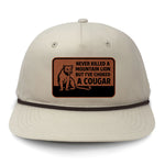 Choked A Cougar Flat Bill Rope Leather Patch Hat
