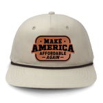 Make America Affordable Again Flat Bill Rope Leather Patch Hat - Cream