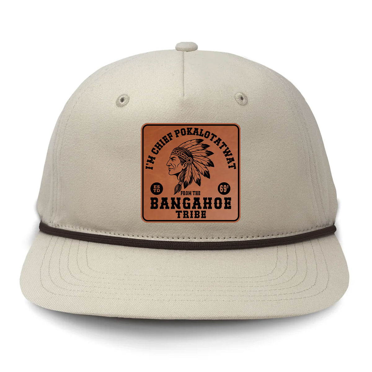 Chief Pokalotatwat Flat Bill Rope Leather Patch Hat