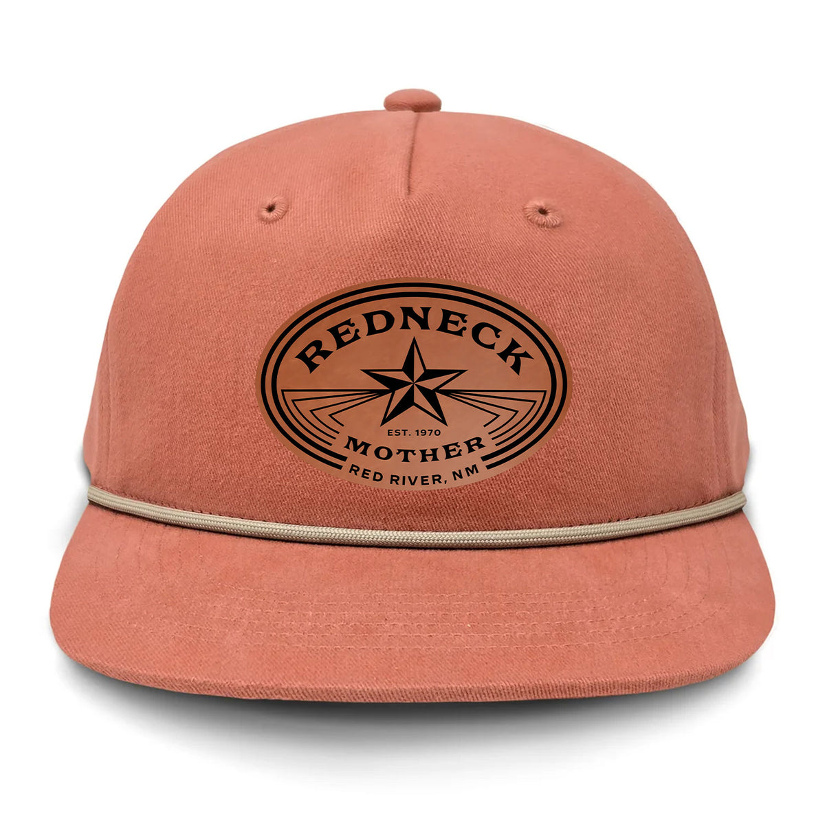 Redneck Mother Flat Bill Rope Leather Patch Hat