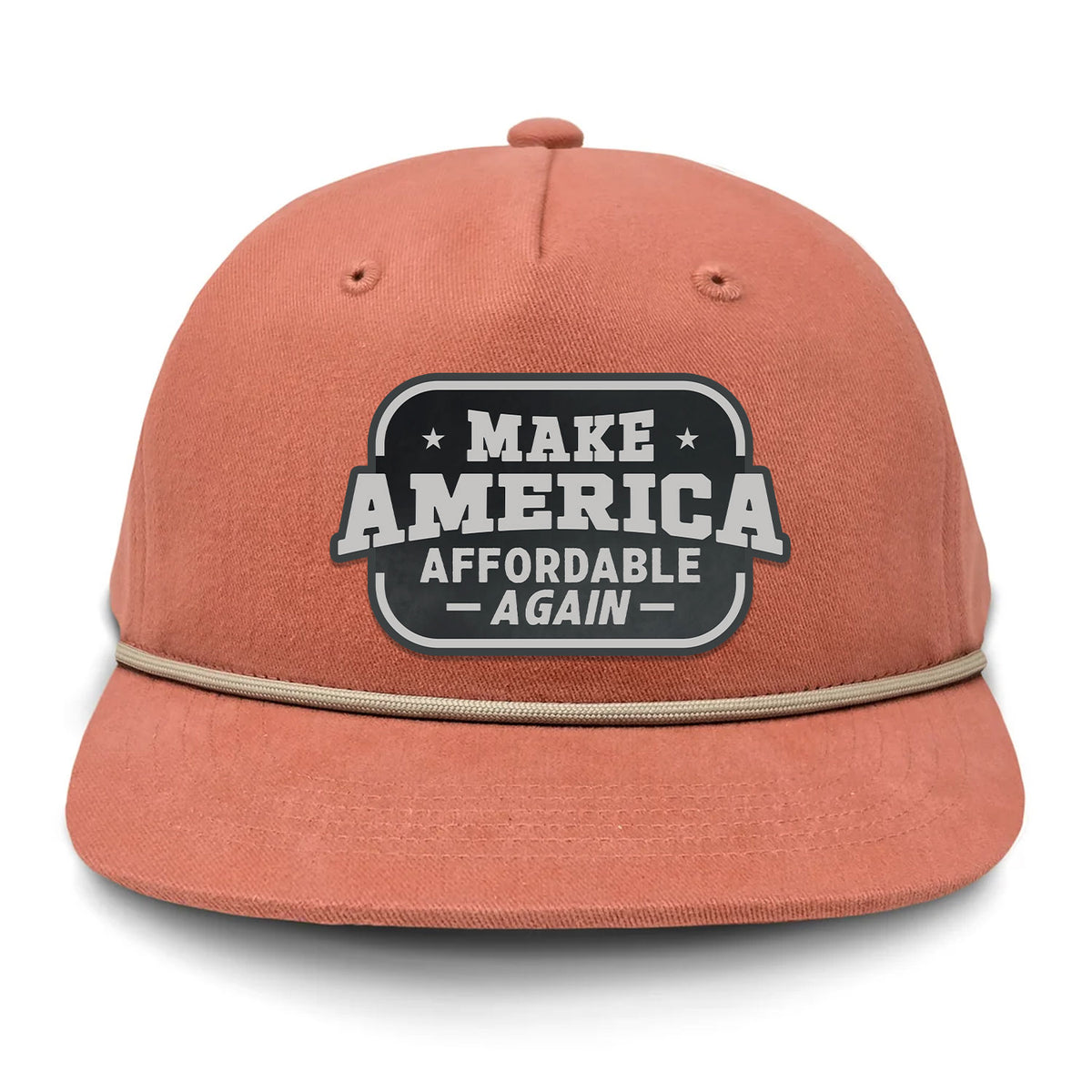 Make America Affordable Again Flat Bill Rope Leather Patch Hat - Cutthroat