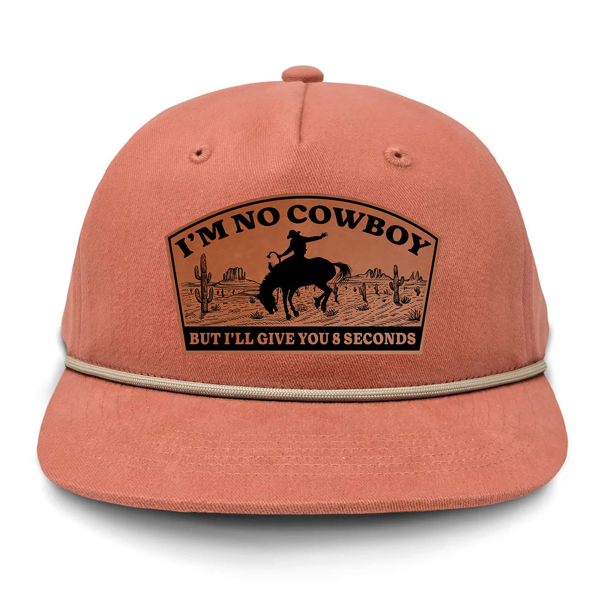 I'm NoCowboy Flat Bill Rope Leather Patch Hat
