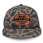 Make America Affordable Again Flat Bill Rope Leather Patch Hat - Delta