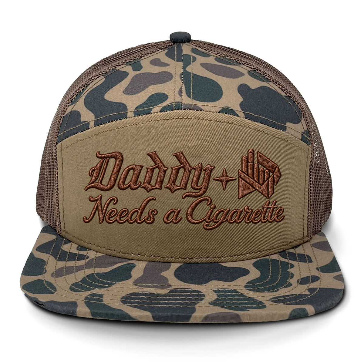 Daddy Needs A Cig Embroidered 7 Panel Hat