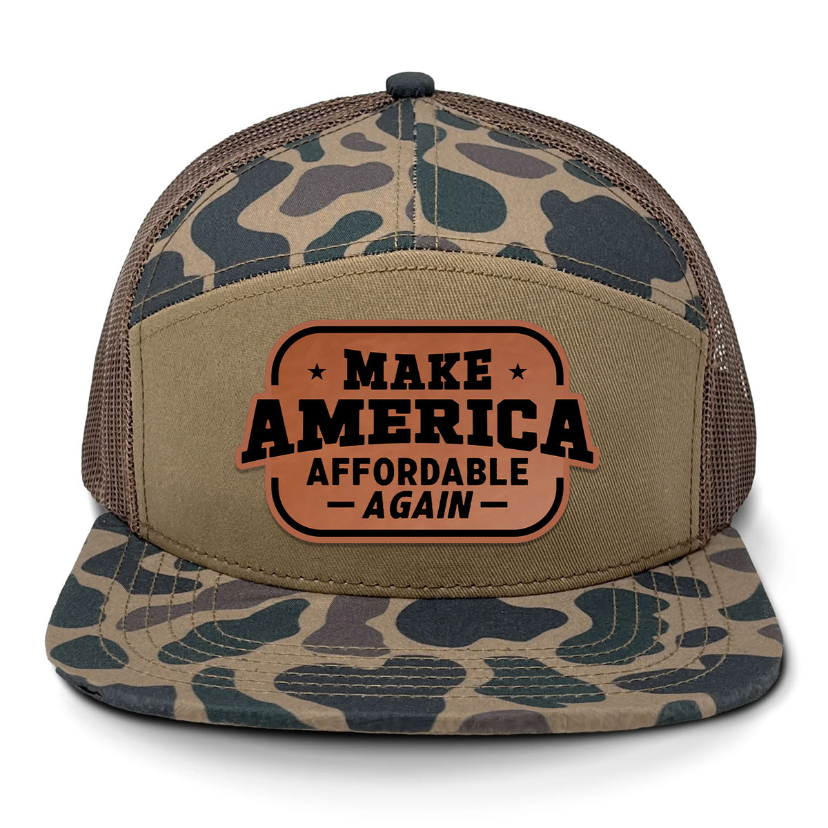 Make America Affordable Again 7 Panel Camo Hat - Delta