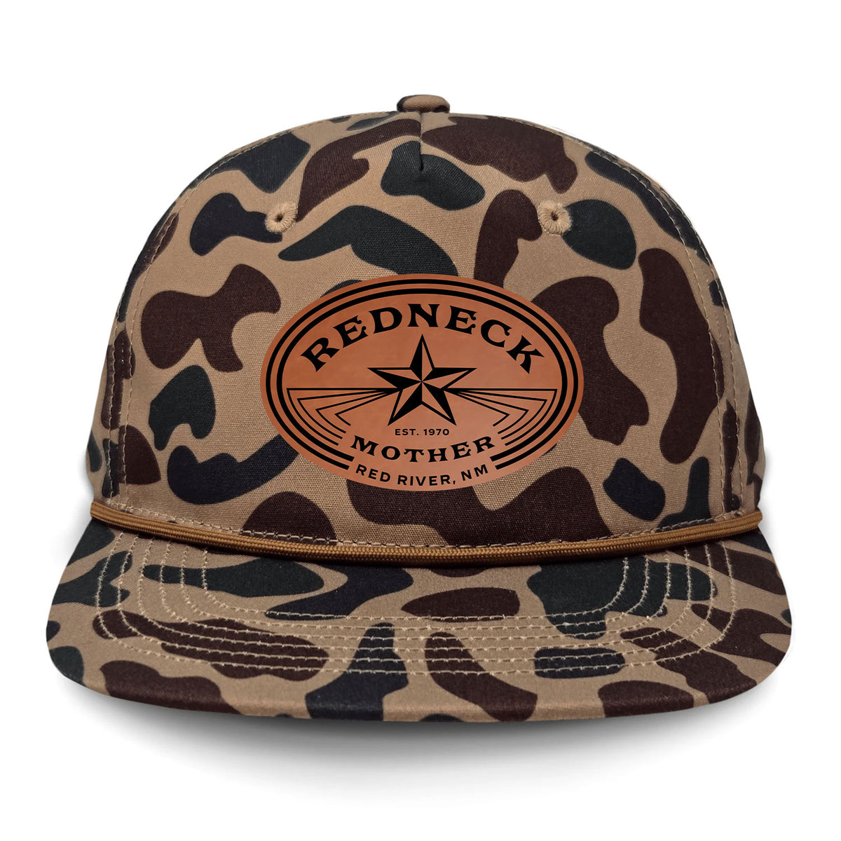 Redneck Mother Flat Bill Rope Leather Patch Hat