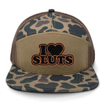 I Love Sluts 7 Panel Hat