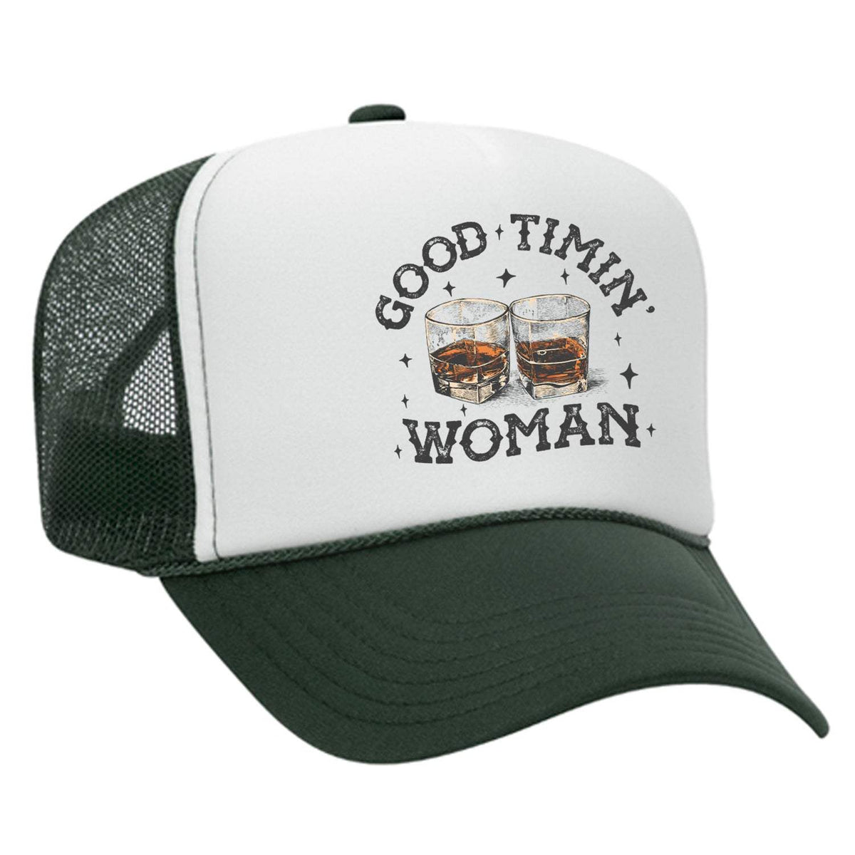 Good Timin' Woman Foam Trucker Hat - Dark Green / White
