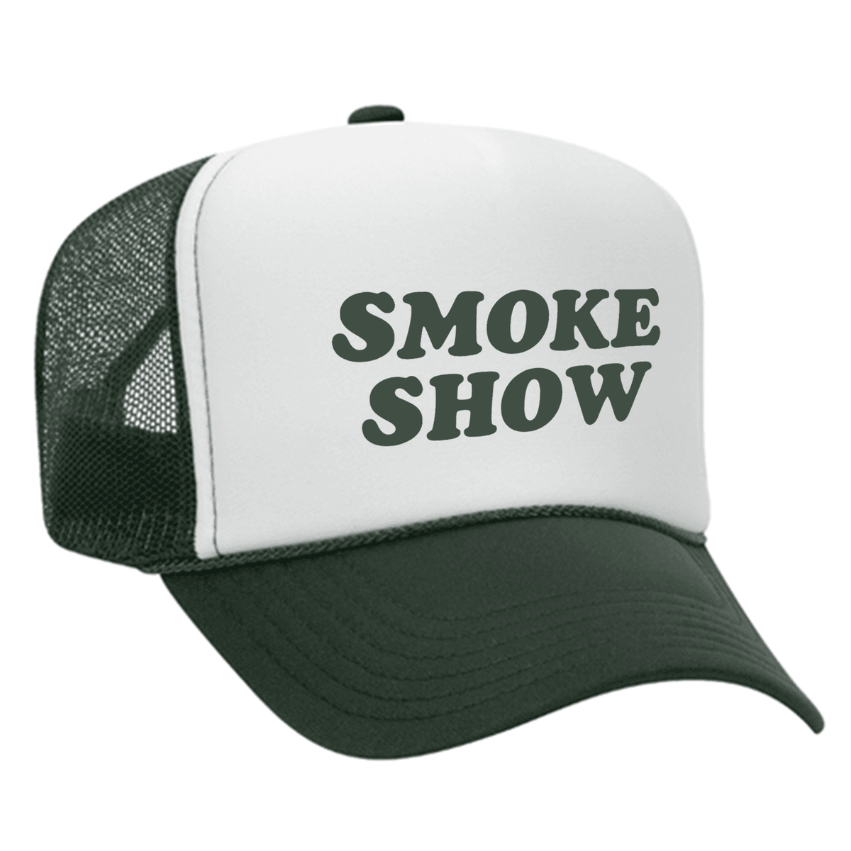 Smoke Show Foam Trucker Hat - Dark Green / White