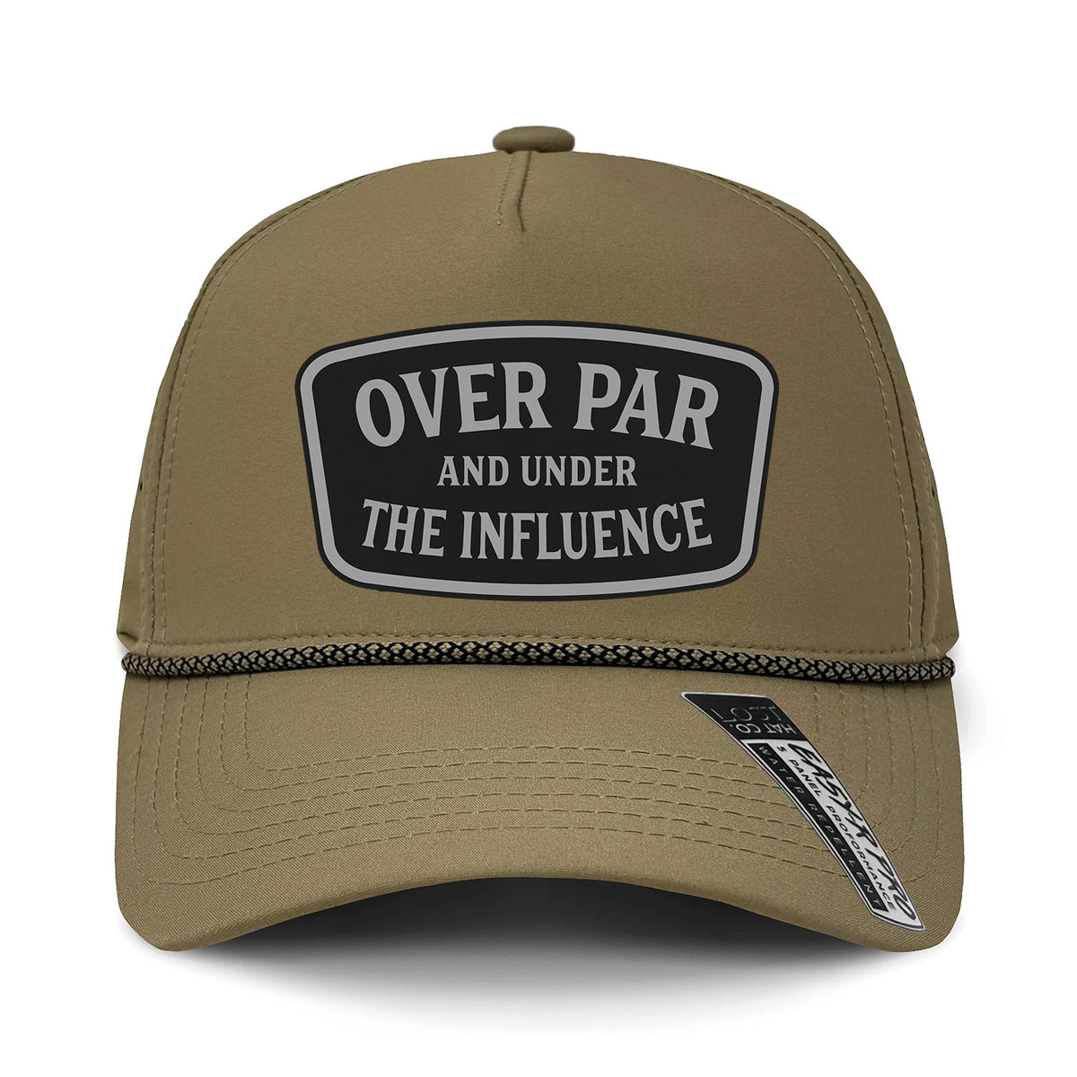 Over Par And Under The Influence Performance Leather Patch Hat