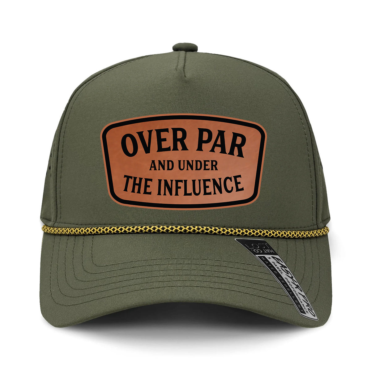 Over Par And Under The Influence Performance Leather Patch Hat