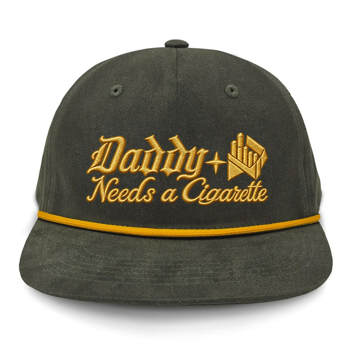 Daddy Needs A Cig Embroidered Flat Bill Hat