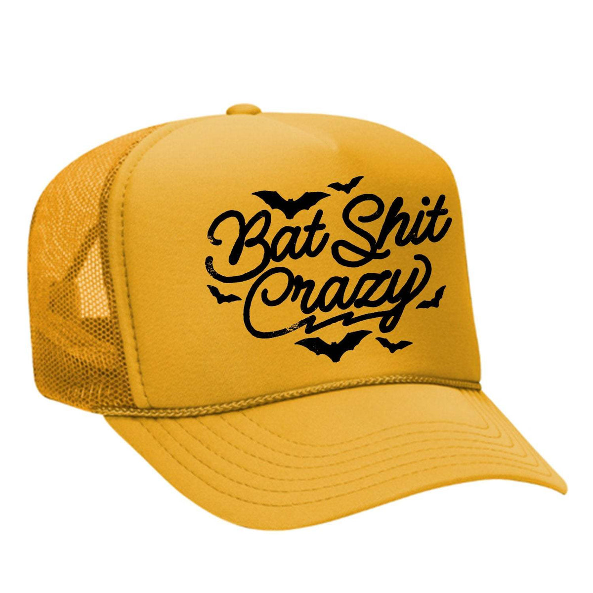Bat Shit Crazy Foam Trucker Hat - Gold